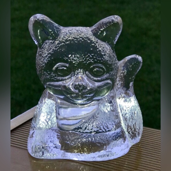 Vintage Clear Crystal Glass Figural Cat Candlestick Holder Partylite - Picture 7 of 10